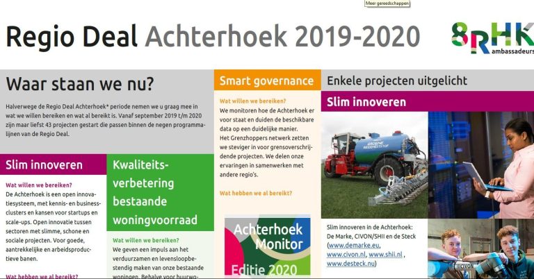 Regio Deal Achterhoek: mooie resultaten 2019-2020