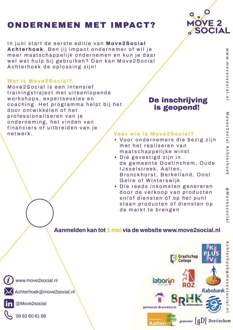 Move2Social Achterhoek: aanmelden kan tot 1 mei 2021