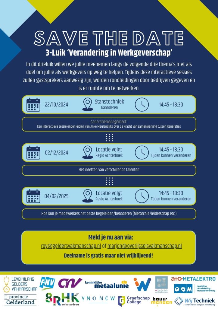 Betreft save the date 'verandering in werkgeverschap'