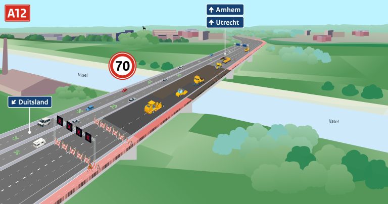 A12: groot onderhoud aan betonnen IJsselbrug in 2026
